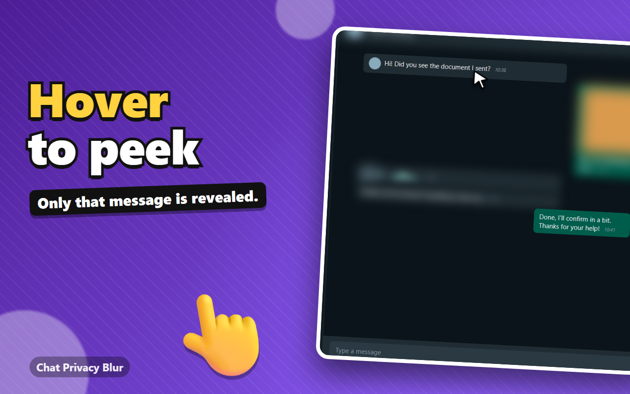 A message revealed on hover