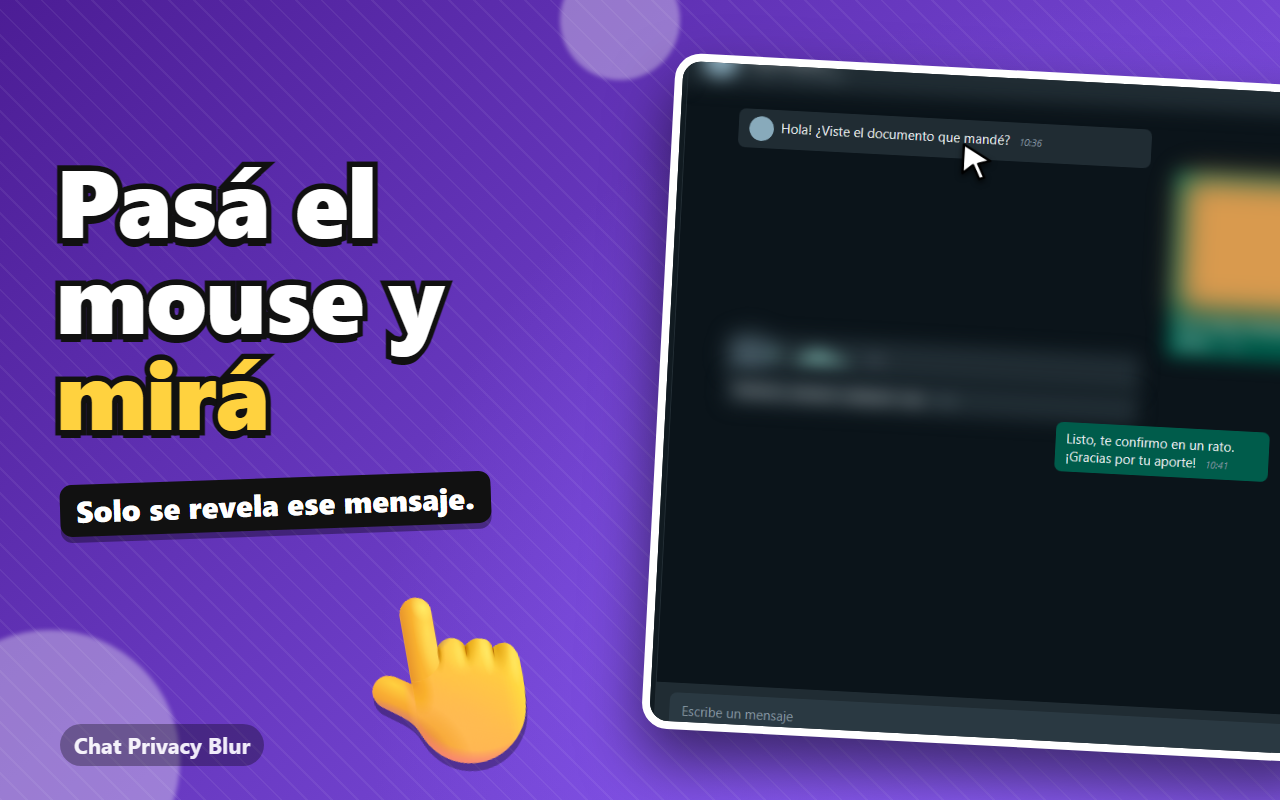 Un mensaje revelado al pasar el mouse